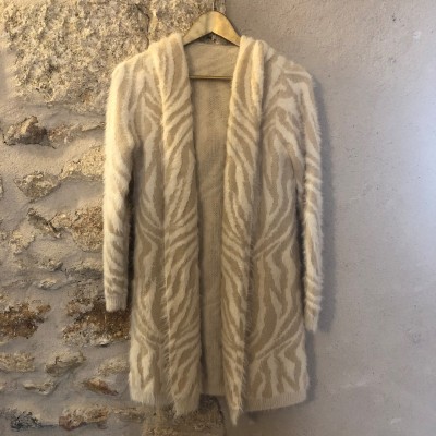 Gilet doux à capuche blanc crème T 36 S