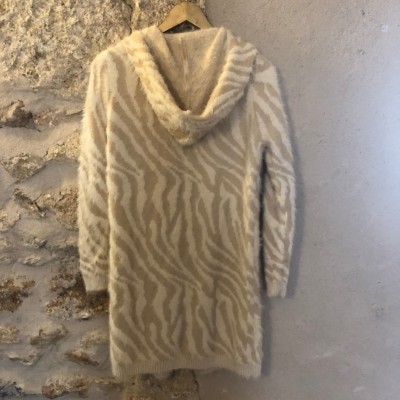 Gilet doux à capuche blanc crème T 36 S