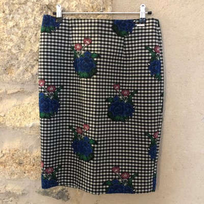 Jupe GUESS imprimé vichy fleurs T 38...