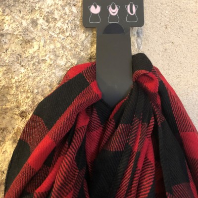 Foulard tube carreaux noir rouge T U