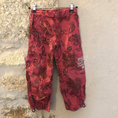 Pantalon cargo IKKS rose fleurs T 6 ans