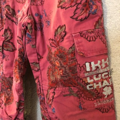 Pantalon cargo IKKS rose fleurs T 6 ans