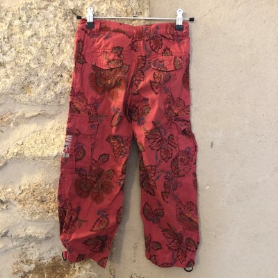 Pantalon cargo IKKS rose fleurs T 6 ans