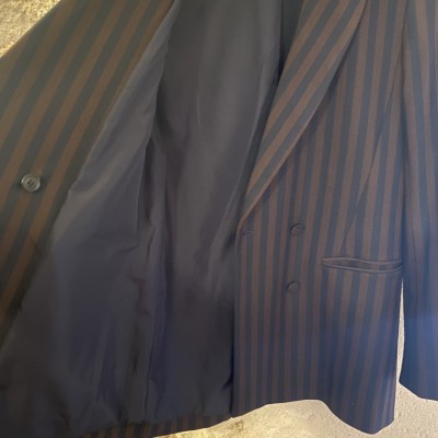 Blazer long  H&M rayé marron bleu...