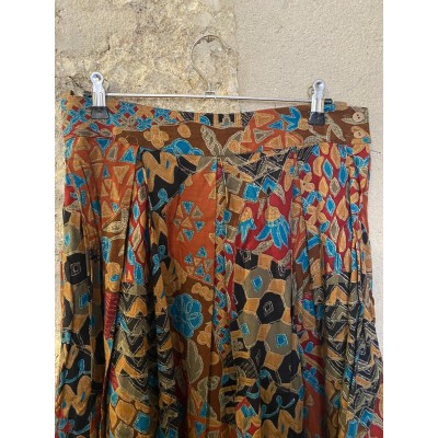 Jupe vintage plissée coton imprimée 42