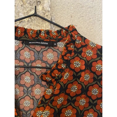 Chemise coton motifs fleurs vintage 38 M