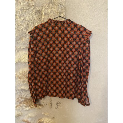 Chemise coton motifs fleurs vintage 38 M