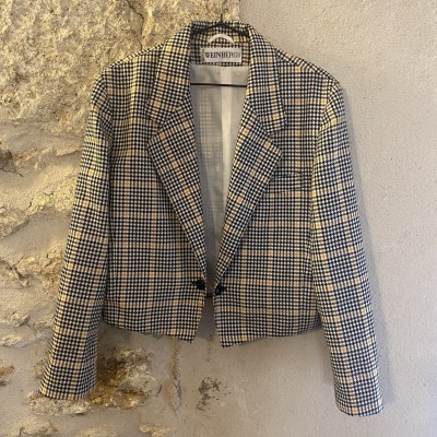 Veste blazer à carreaux jaune Vintage...