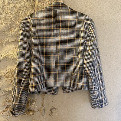 Veste blazer à carreaux jaune Vintage...