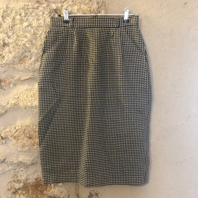 Jupe crayon laine motifs pieds de...