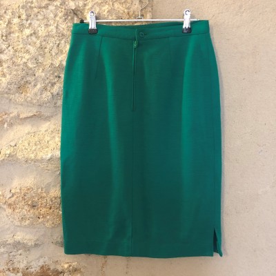 Jupe crayon vintage laine verte...