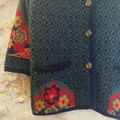 Gilet Vintage chaud motif fleurs T 42