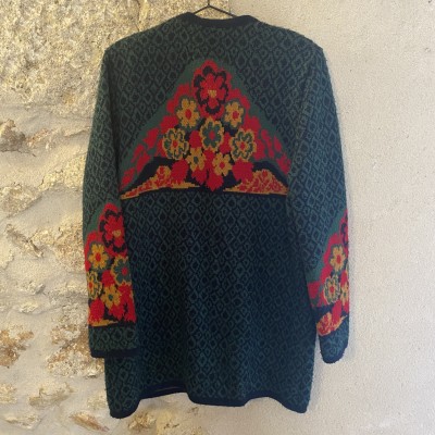 Gilet Vintage chaud motif fleurs T 42