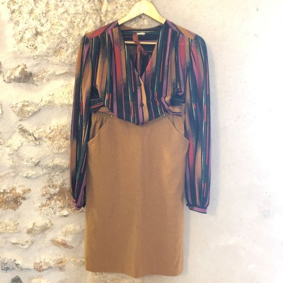 Jupe crayon Vintage laine jaune...