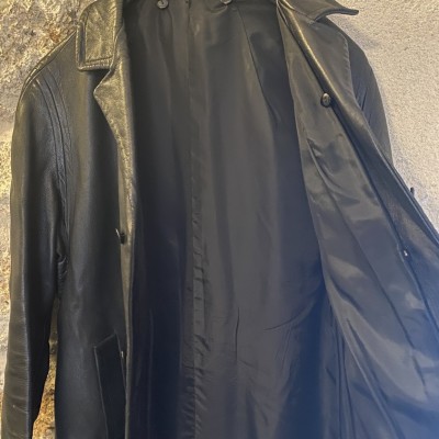 Veste longue en cuir Vintage noire T...