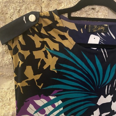 Robe mi-longue vintage imprimé jungle...