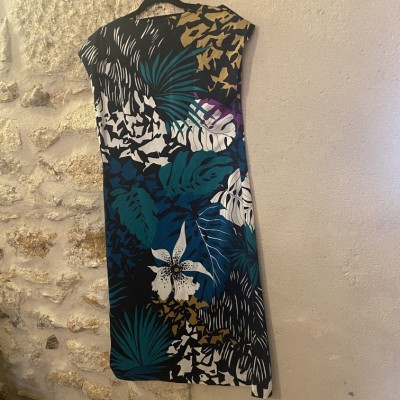 Robe mi-longue vintage imprimé jungle...