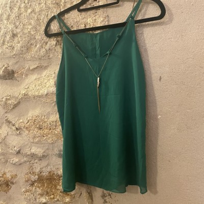 Top voile vert collier 36 S