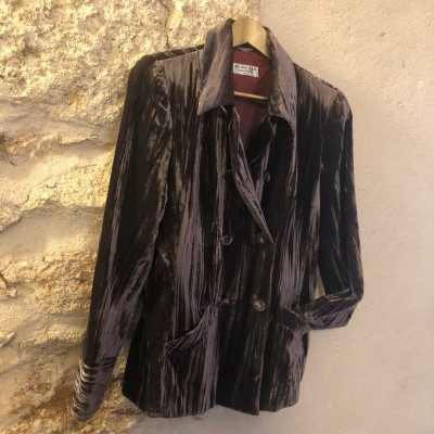 Blazer vintage velour gris 38 M