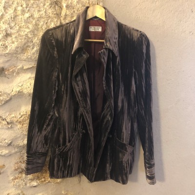 Blazer vintage velour gris 38 M