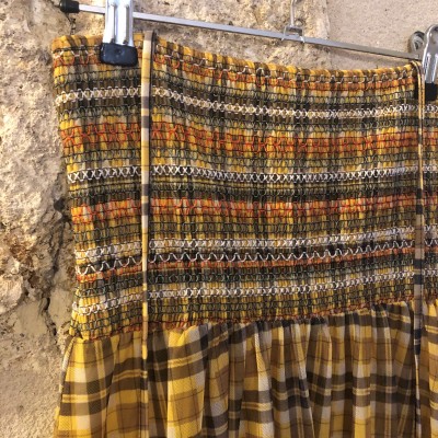 Robe longue bustier carreaux jaune...